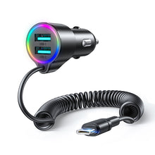 Заредете изображение във визуализатора на галерията – Joyroom 3-in-1 fast car charger with USB-C cable 1.5m 17W black (JR-CL24)
