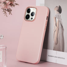 Заредете изображение във визуализатора на галерията – Dux Ducis Grit Leather Case for iPhone 14 Pro Max Elegant Faux Leather Cover (MagSafe Compatible) Pink
