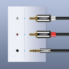 Заредете изображение във визуализатора на галерията – Ugreen cable audio cable 3.5 mm mini jack - 2RCA 2 m black (AV116 10584)
