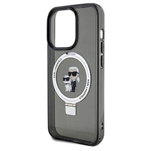 Заредете изображение във визуализатора на галерията – Karl Lagerfeld Ring Stand Karl&amp;Choupette MagSafe case for iPhone 14 Pro Max - black
