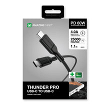 Заредете изображение във визуализатора на галерията – Amazing Thing Cable Thunder Pro CCC110MTHBK - Type C to Type C - PD 60W 4A 1,1 metres black

