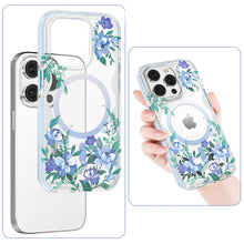 Заредете изображение във визуализатора на галерията – Kingxbar Flora Series magnetic case for iPhone 14 Pro Max MagSafe decorated with orchid flowers print
