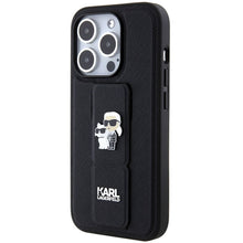 Заредете изображение във визуализатора на галерията – Original faceplate case KARL LAGERFELD KLHCP13LGSAKCPK for iPhone 13 Pro (Gripstand Saffiano KC PIN / black)
