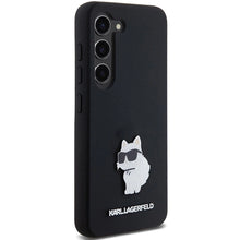 Заредете изображение във визуализатора на галерията – Karl Lagerfeld Silicone Choupette Metal Pin case for Samsung Galaxy S23 - black

