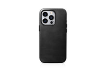 Заредете изображение във визуализатора на галерията – iPhone 15 Pro iCarer Oil Wax Premium Leather MagSafe Compatible Leather Case - Black
