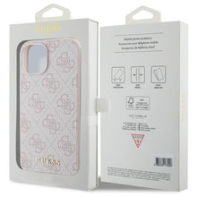 Заредете изображение във визуализатора на галерията – Original Case GUESS Hardcase 4G Metal Gold Logo GUHCP15MG4GFPI for Iphone 15 Plus Pink
