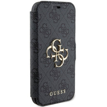 Заредете изображение във визуализатора на галерията – Original Case GUESS book 4G Metal Logo GUBKP15S4GMGGR for Iphone 13/14/15 grey
