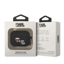 Заредете изображение във визуализатора на галерията – Karl Lagerfeld KLACAPSILKCK AirPods Pro cover black/black Silicone Karl &amp; Choupette
