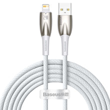 Заредете изображение във визуализатора на галерията – Baseus Glimmer Series cable with fast charging USB-A - Lightning 480Mb/s 2.4A 2m white
