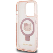 Заредете изображение във визуализатора на галерията – Hello Kitty Ring Stand Glitter Electrop Logo MagSafe Case for iPhone 15 Pro - Pink
