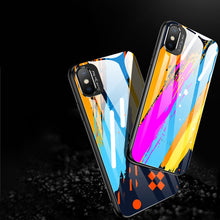 Заредете изображение във визуализатора на галерията – Color Glass Case Durable Cover with Tempered Glass Back and camera cover iPhone XS / iPhone X pattern 1
