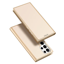 Заредете изображение във визуализатора на галерията – Dux Ducis Skin Pro Case For Samsung Galaxy S23 Ultra Flip Card Wallet Stand Gold
