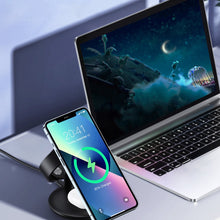 Заредете изображение във визуализатора на галерията – Choetech 3in1 inductive charging station iPhone 12/13/14, AirPods Pro, Apple Watch black (T587-F)
