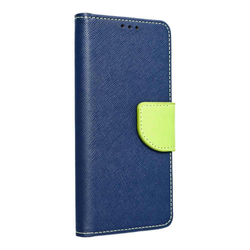 Fancy калъф тип книга за oppo a57 / a77 navy / lime - TopMag