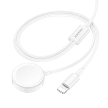 Заредете изображение във визуализатора на галерията – Borofone Wireless induction charger BQ22 2 in 1 for iWatch or phone white
