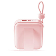 Заредете изображение във визуализатора на галерията – Joyroom power bank with USB C and Lightning cables and stand Cutie Series 10000mAh 22.5W pink (JR-L008)
