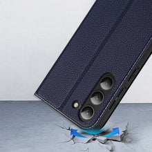 Заредете изображение във визуализатора на галерията – Dux Ducis Skin X2 case Samsung Galaxy S23+ flip case wallet stand blue
