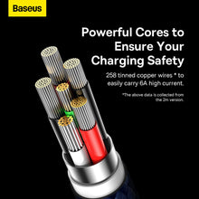 Заредете изображение във визуализатора на галерията – BASEUS cable USB A to Type C Power Delivery 100W Glimmer Series CADH000503 2m blue
