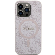 Заредете изображение във визуализатора на галерията – Original faceplate case GUESS GUHMP15LG4GFRP for iPhone 15 Pro (Magsafe / 4G Ring classic logo / pink)
