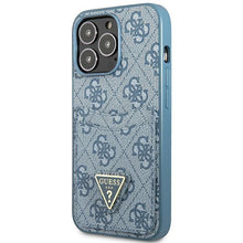 Заредете изображение във визуализатора на галерията – Guess GUHCP13XP4TPB iPhone 13 Pro Max 6.7" blue/blue hardcase 4G Triangle Logo Cardslot
