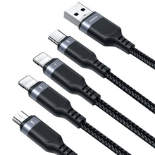 Заредете изображение във визуализатора на галерията – 4in1 USB cable USB-A - USB-C / 2 x Lightning / Micro for charging and data transmission 1.2m Joyroom S-1T4018A18 - black
