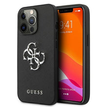 Заредете изображение във визуализатора на галерията – Guess GUHCP13XSA4GSBK iPhone 13 Pro Max 6,7" czarny/black hardcase Saffiano 4G Metal Logo
