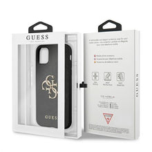 Заредете изображение във визуализатора на галерията – Guess GUHCN61SA4GGBK iPhone 11 6,1" / Xr czarny/black hardcase Saffiano 4G Metal Logo
