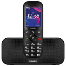 Заредете изображение във визуализатора на галерията – Mobile Phone GSM MAXCOM MM 740 BLACK + Deskop Charger with Bluetooth Speaker &amp; Radio FM
