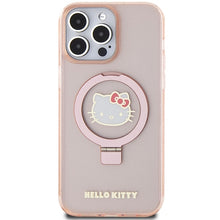 Заредете изображение във визуализатора на галерията – Original Case HELLO KITTY hardcase Ring Stand Glitter Electrop Logo MagSafe HKHMP15XHRSGEP for Iphone 15 Pro Max pink
