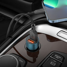 Заредете изображение във визуализатора на галерията – Borofone Car charger BZ19 Wisdom - 2xUSB - 12W with USB to Lightning cable blue
