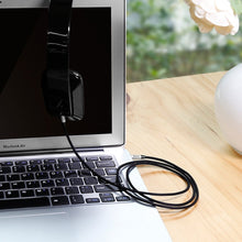 Заредете изображение във визуализатора на галерията – Baseus Yiven M30 stereo AUX audio cable 3.5 mm male mini jack 1.5m red-black (CAM30-C91)
