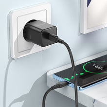 Заредете изображение във визуализатора на галерията – Borofone Wall charger BN13 Safety GaN - Type C - PD 30W with Type C to Type C cable black
