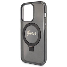Заредете изображение във визуализатора на галерията – Guess Ring Stand Script Glitter MagSafe case for iPhone 13 Pro Max - black
