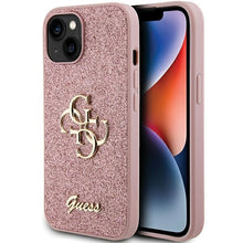 Заредете изображение във визуализатора на галерията – Original Case GUESS hardcase Glitter Script Big 4G GUHCP15MHG4SGP for Iphone 15 Plus pink
