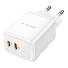 Заредете изображение във визуализатора на галерията – Borofone Wall charger BN9 Reacher - 2xType C - QC 3.0 PD 35W white
