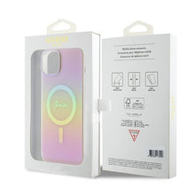 Заредете изображение във визуализатора на галерията – Original Case GUESS IML Iridescent Magsafe hardcase GUHMP15MHITSP for Iphone 15 Plus pink
