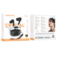 Заредете изображение във визуализатора на галерията – Borofone TWS Bluetooth Earphones BW43 Ice Rhyme Black
