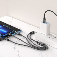 Заредете изображение във визуализатора на галерията – HOCO cable USB 4in1 to iPhone Lightning 8-pin + Micro + 2x Type C X76 black
