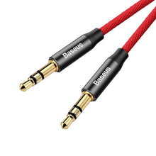 Заредете изображение във визуализатора на галерията – Baseus Yiven M30 stereo AUX audio cable 3.5 mm male mini jack 1.5m red-black (CAM30-C91)
