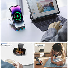 Заредете изображение във визуализатора на галерията – Joyroom 3in1 induction charger for phone, smartwatch, TWS headphones (up to 15W) black stand (JR-WQN01)
