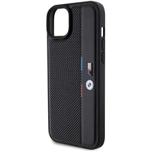 Заредете изображение във визуализатора на галерията – BMW Perforated Tricolor Line case for iPhone 15 Plus / 14 Plus - black
