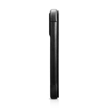 Заредете изображение във визуализатора на галерията – MagSafe Compatible Leather Flip Case for iPhone 15 iCarer Curved Edge Oil Wax Real Leather Folio Case - Black
