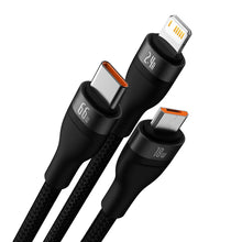 Заредете изображение във визуализатора на галерията – BASEUS cable USB 3in1 Flash Series USB-C micro USB Lightning 66W CASS040001
 1.2m black
