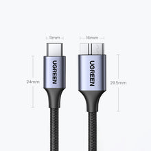 Заредете изображение във визуализатора на галерията – USB C - Micro USB B 3.0 5Gb/s 3A 1m Cable Ugreen US565 - Gray
