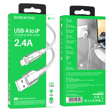 Заредете изображение във визуализатора на галерията – Borofone Cable BU40 Advantage - USB to Lightning - 2,4A 1,2 metres grey

