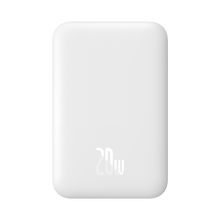 Заредете изображение във визуализатора на галерията – Baseus Magnetic power bank with inductive charging MagSafe 15W / PD fast charging 20W 6000mAh white (Overseas Edition) + Xiaobai Series cable USB-C - USB-C 60W 3A 0.5m white
