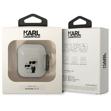 Заредете изображение във визуализатора на галерията – Karl Lagerfeld KLA2HNKCTGT Airpods 1/2 cover transparent Gliter Karl&amp;Choupette
