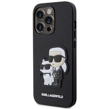 Заредете изображение във визуализатора на галерията – Original Pouch KARL LAGERFELD Saffiano Karl &amp; Choupette KLHCP14LSANKCPK for Iphone 14 Pro Black
