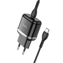 Заредете изображение във визуализатора на галерията – Hoco charger type c pd20w fast charge victorious with cable for type c n24 black
