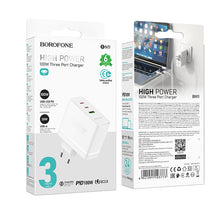 Заредете изображение във визуализатора на галерията – Borofone Wall charger BN11 Imperial - USB + 2xType C - QC 3.0 PD 100W white
